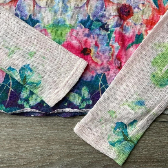 Gaze Boho Floral Crop Lightweight Sweater - Picture 4 of 13